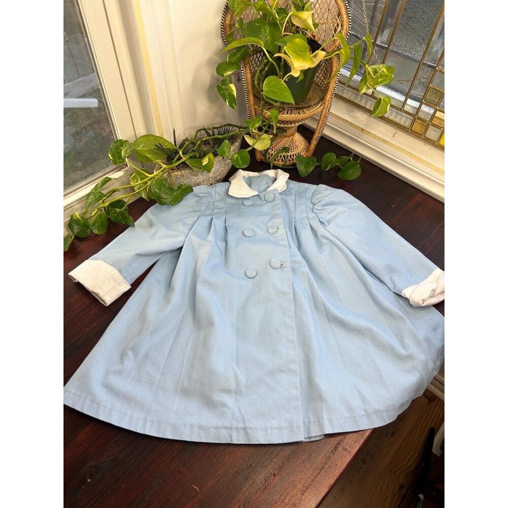 Vintage children’s clothing toddler little girl 60s coat light blue